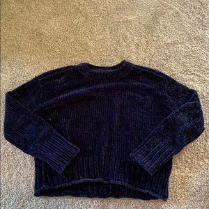 Cropped distressed sweater